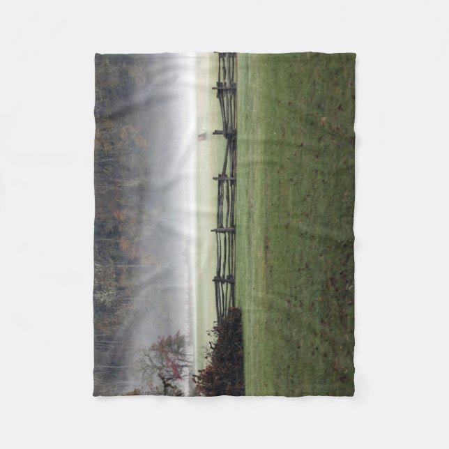 Lone Bull Elk in the morning Mist Fleece Blanket (Front)