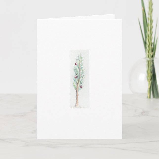Lone Christmas Tree (Watercolor) Holiday Card (Front)