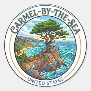 Lone Cypress, 17-Mile Drive, Pebble Beach Classic Round Sticker