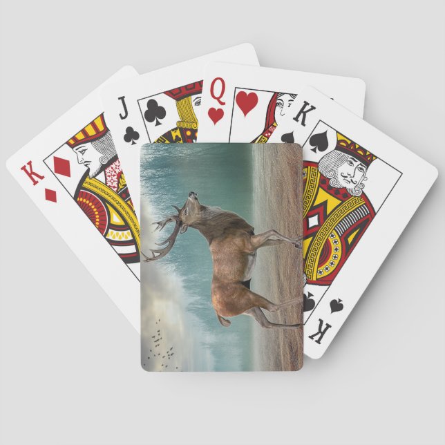 Lone Deer In Misty Forest   Playing Cards (Back)