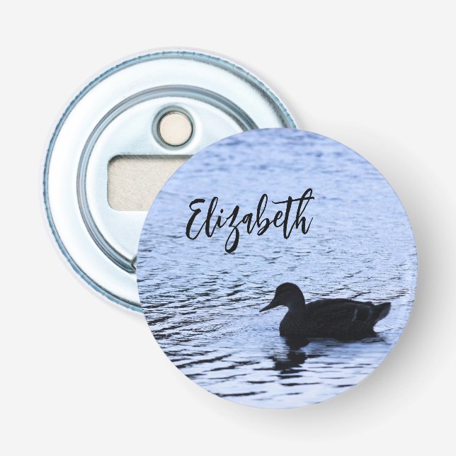 Lone Duck Wildlife Lake Water Ripples Photography Bottle Opener (Front)