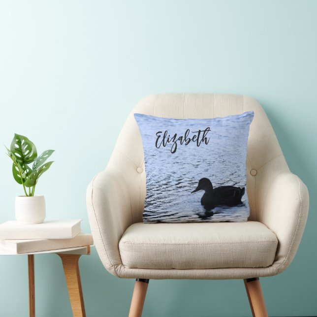 Lone Duck Wildlife Lake Water Ripples Photography Cushion (Chair)