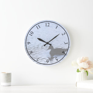 Lone Duck Wildlife Lake Water Ripples Photography Large Clock