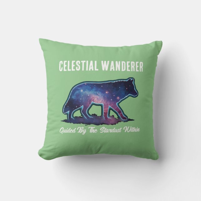 Lone Galaxy Wolf Silhouette Cushion (Front)