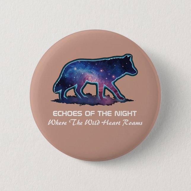 Lone Galaxy Wolf Silhouette (Echoes of the night) 6 Cm Round Badge (Front)