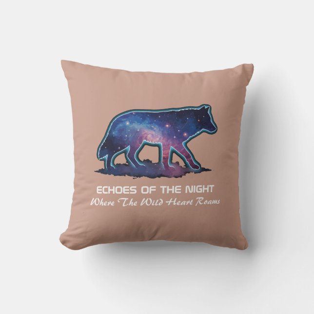 Lone Galaxy Wolf Silhouette (Echoes of the night) Cushion (Front)