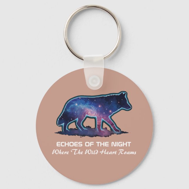 Lone Galaxy Wolf Silhouette (Echoes of the night) Key Ring (Front)
