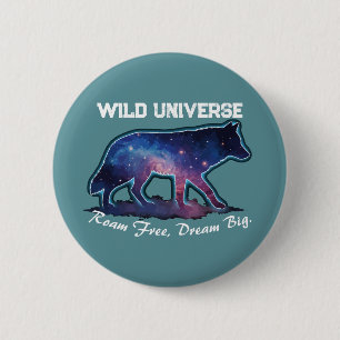 Lone Galaxy Wolf Silhouette (wild universe) 6 Cm Round Badge