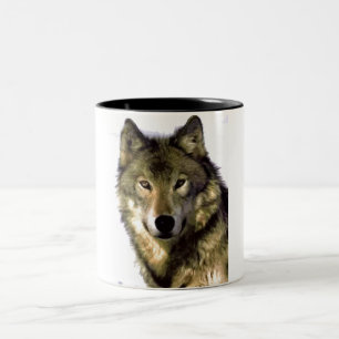 Lone Grey Wolf Look - Leadership Motivational Two-Tone Coffee Mug