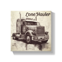 "Lone Haulier – Bold Charcoal Bobtail Truck Art Pr