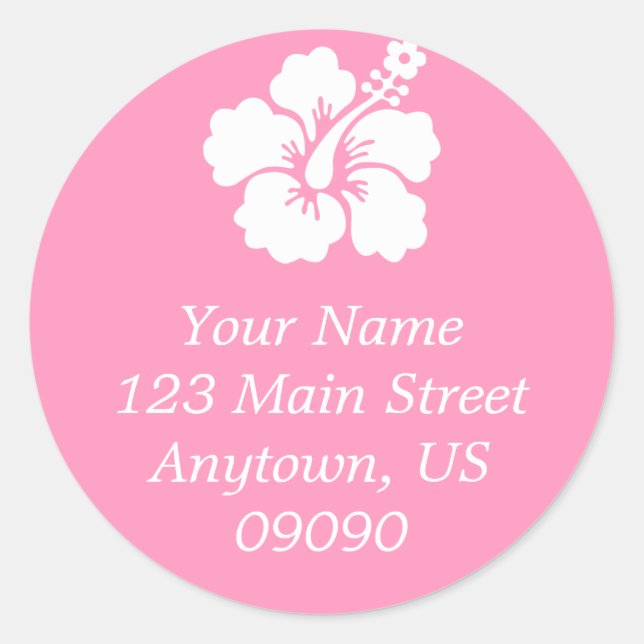 Lone Hibiscus Flower Address Label (Pink) (Front)