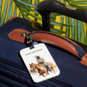 Lone Horizon Watercolor Ranger, custom  Luggage Tag