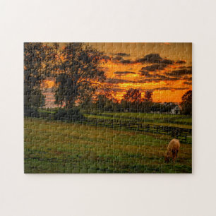 Lone horse at sunset jigsaw puzzle