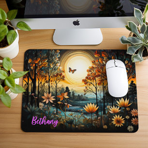 Lone Monarch Butterfly Illustration Personalised Mouse Mat