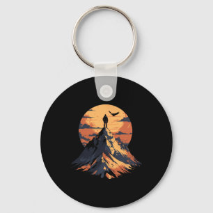 Lone Mountain Adventurer At Summit Design - Climbi Key Ring