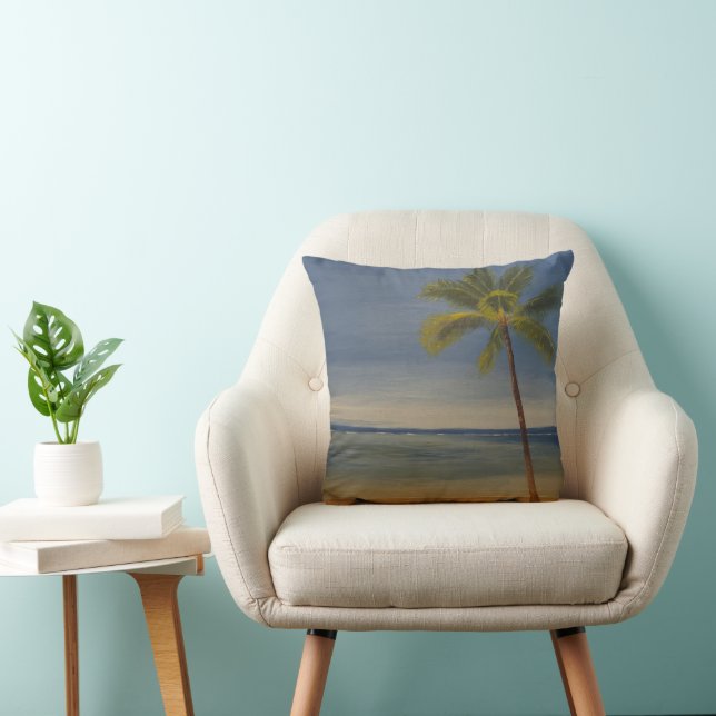 Lone Palm Tree on the Beach, by Gary Poling Cushion (Chair)