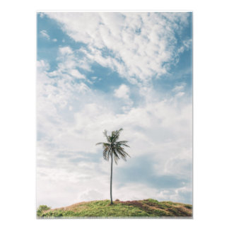 Lone Palm Under Blue Sky | Minimalist Tropical Photo Print