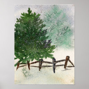 Lone Pine Snowy Tree Print
