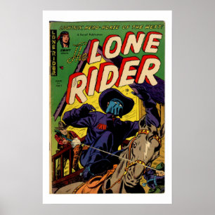 Lone Rider Vintage Comic Book Cover Poster