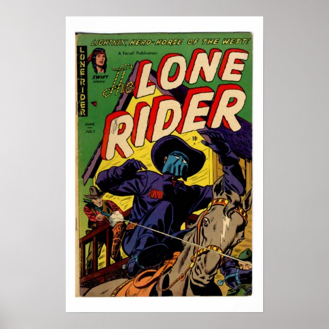 Lone Rider Vintage Comic Book Cover Poster (Front)