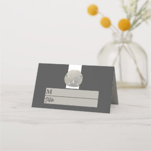 Lone Sand Dollar - Charcoal Grey - Beach Wedding Place Card