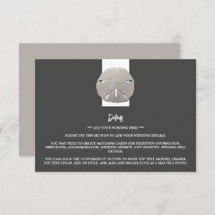 Lone Sand Dollar - Charcoal Grey - Wedding Detail Enclosure Card