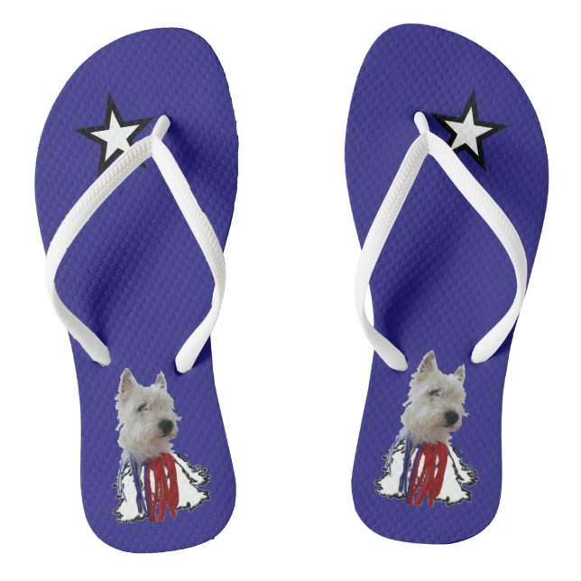 Lone Star - American Flag Westie Flip Flops (Footbed)