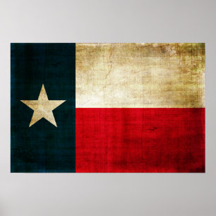 Lone Star Flag of Texas Grunge Rustic Patriotic Poster