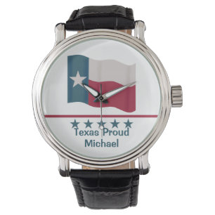 Lone Star Flag Texas Proud Words Name Personalised Watch