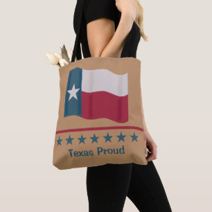 Lone Star Flag Texas Proud Words Red White Blue Tote Bag