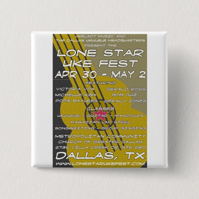 Lone Star Uke Fest Poster Art 15 Cm Square Badge (Front)