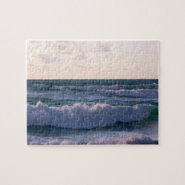 Lone Surfer at Fistral Beach Newquay Cornwall UK Jigsaw Puzzle (Horizontal)