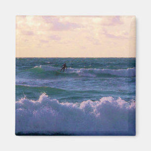 Lone Surfer at Fistral Beach Newquay Cornwall UK Magnet