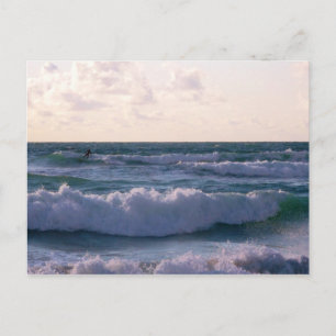 Lone Surfer at Fistral Beach Newquay Cornwall UK Postcard