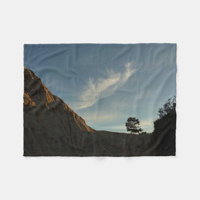 Lone Torrey Pine California Sunset Landscape Fleece Blanket (Front (Horizontal))
