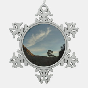 Lone Torrey Pine California Sunset Landscape Snowflake Pewter Christmas Ornament