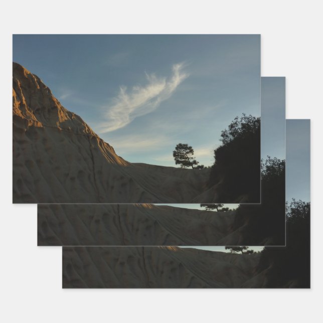 Lone Torrey Pine California Sunset Landscape Wrapping Paper Sheet (Set)