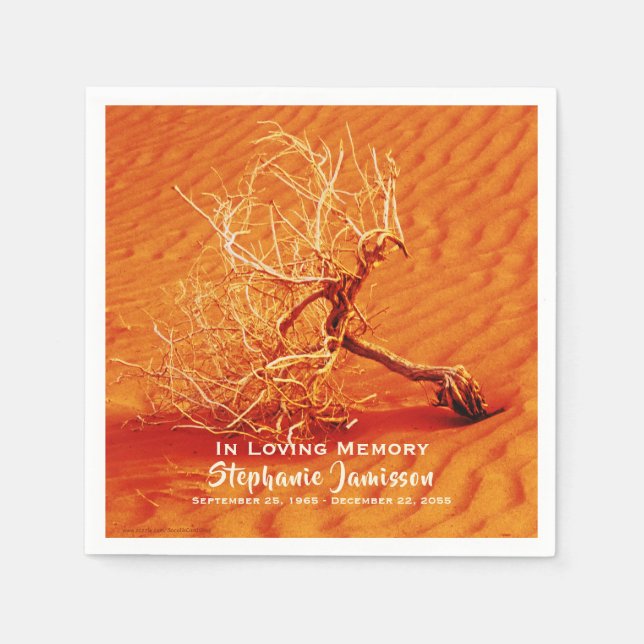 Lone Tree in Desert Sand Celebration of Life Paper Napkin (Front)