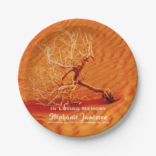 Lone Tree in Desert Sand Celebration of Life Paper Paper Plate