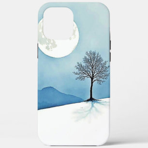 Lone Tree: Serene Full Moon Silence Art iPhone 12 Pro Max Case