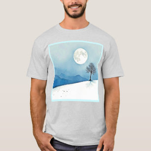Lone Tree: Serene Full Moon Silence Art T-Shirt
