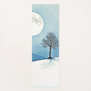 Lone Tree: Serene Full Moon Silence Art Yoga Mat
