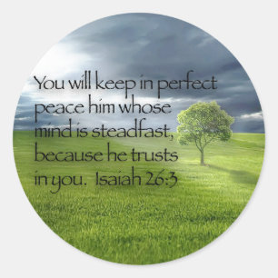 Lone tree with Sunshine Bible Verse Classic Round Sticker