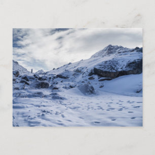 Lone Trekker in Thick Mountain Snow (Himalayas) Postcard