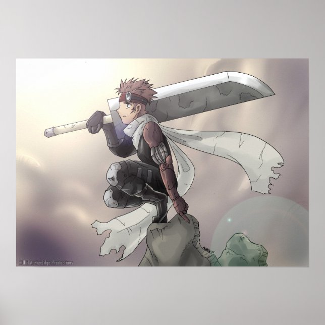 Lone warrior looking at the sky poster (Front)