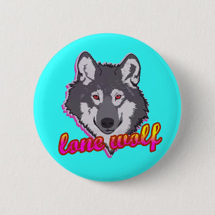 Lone Wolf, 80's style! 6 Cm Round Badge