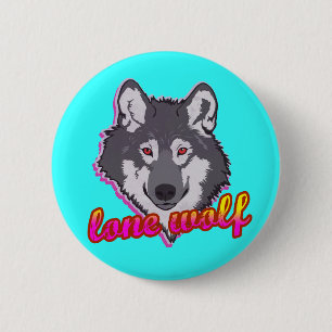 Lone Wolf, 80's style! 6 Cm Round Badge