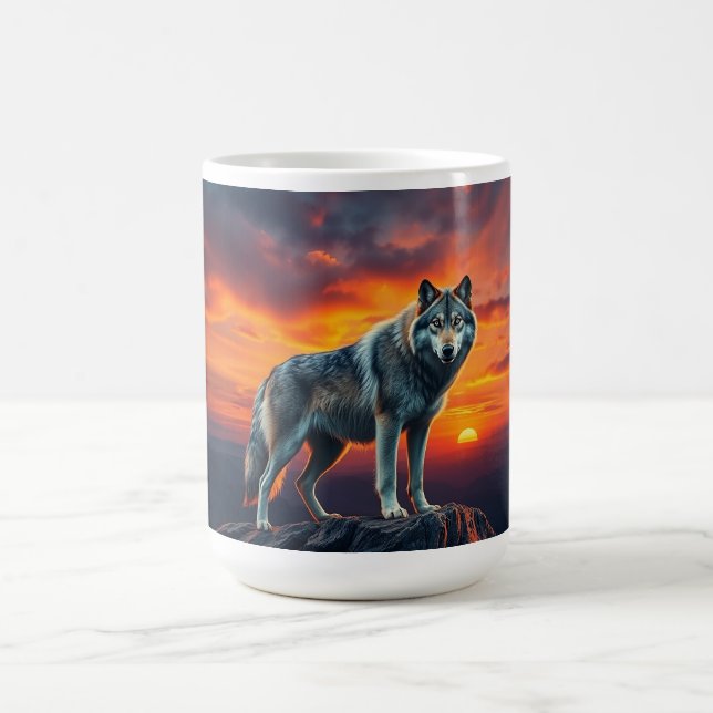 Lone Wolf at Sunset Coffee Mug (Center)