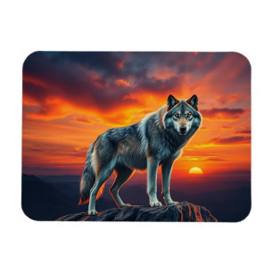 Lone Wolf at Sunset Magnet