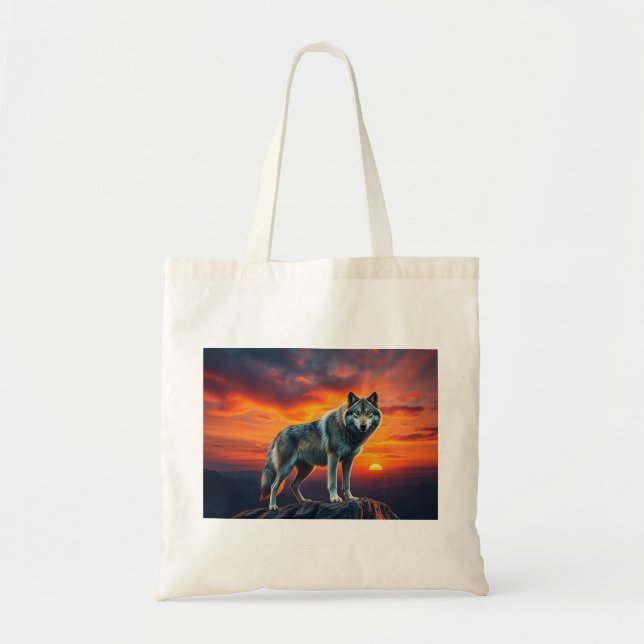 Lone Wolf at Sunset Tote Bag (Front)